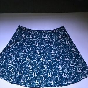 Forever 21 Skater Skirt Teal White Leaf Print S